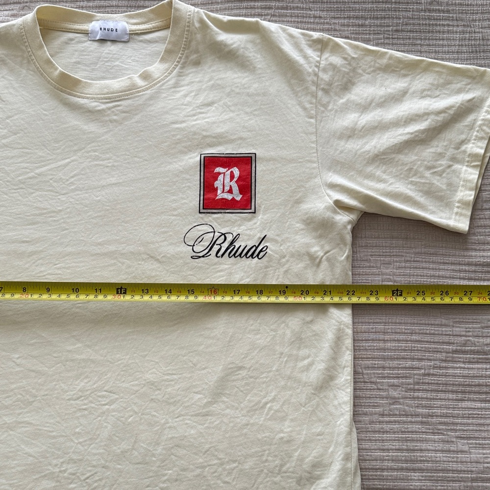 Rhude Yellow Short Sleeve Tee with Red Logo - Picture 4 of 7